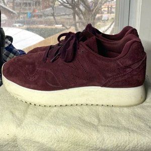 Maroon Suede New Balance 520 Platform Sneakers